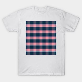 Pink, Navy, Green, White Preppy Plaid T-Shirt